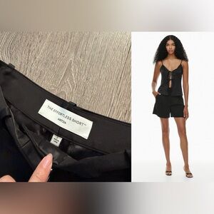Aritzia Black Satin Effortless Shorts